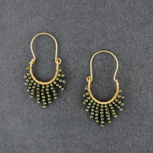 14K Gold Filled Horseshoe Pyrite Earrings