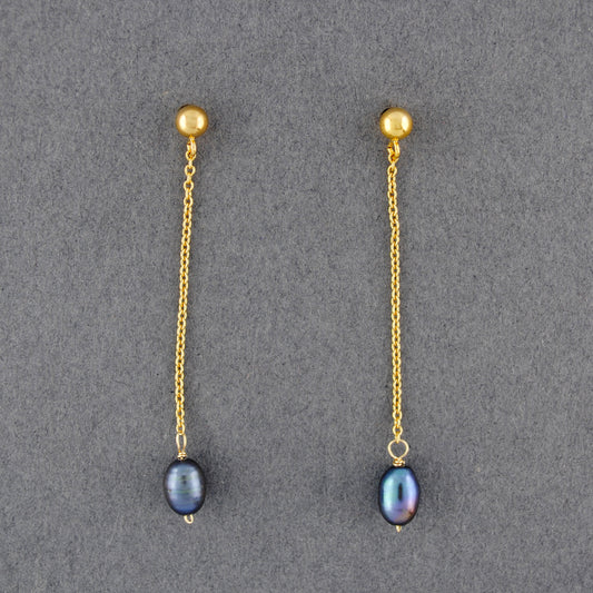 14K Gold Filled Pearl on Chain Earrings