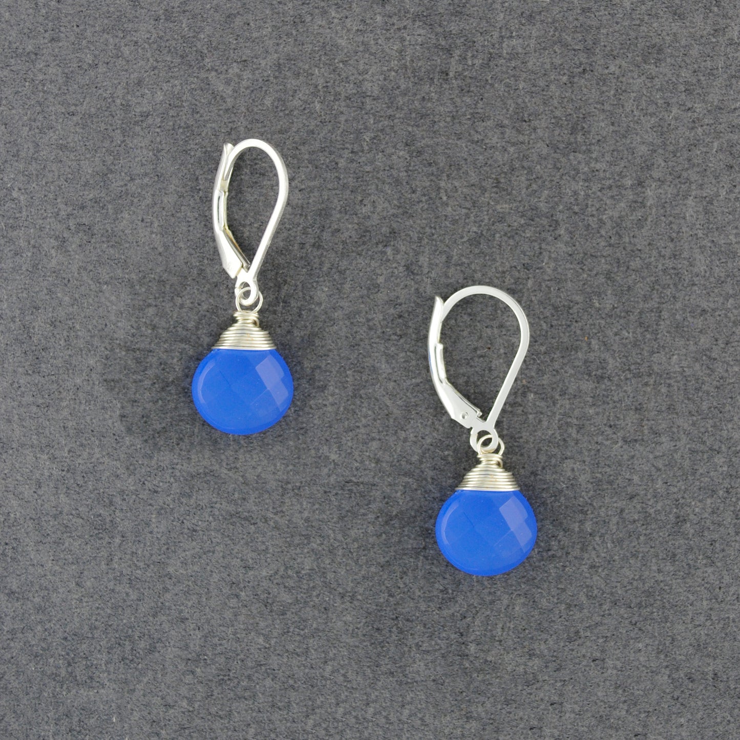 Sterling Silver Periwinkle Chalcedony Drop Earrings