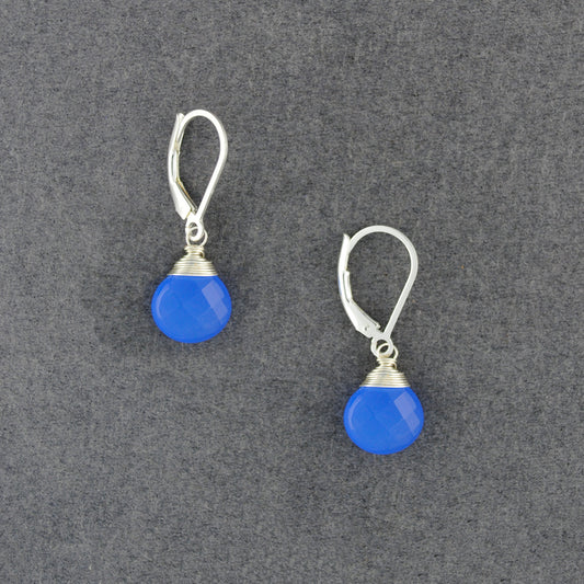 Sterling Silver Periwinkle Chalcedony Drop Earrings