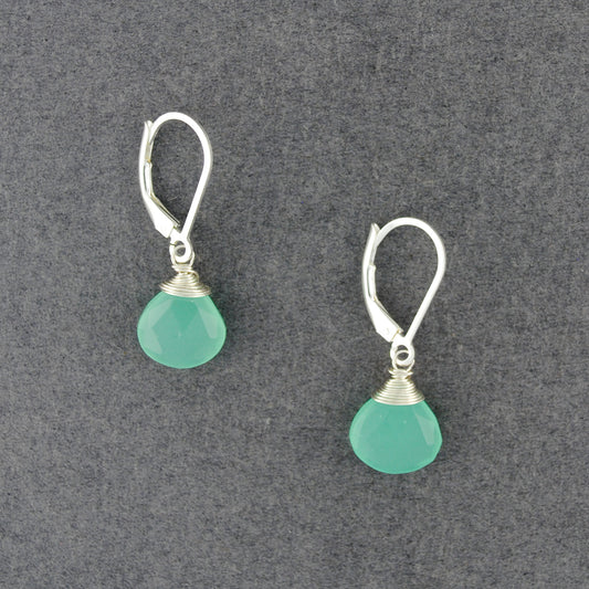 Sterling Silver Seafoam Chalcedony Drop Earrings