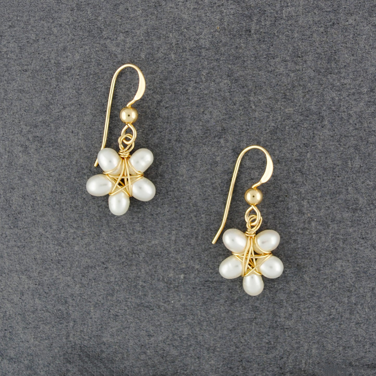 14K Gold Filled White Pearl Flower Earrings