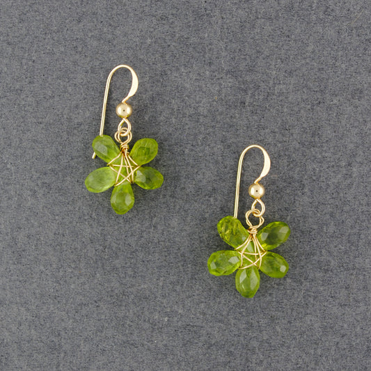 14K Gold Filled Peridot Flower Earrings
