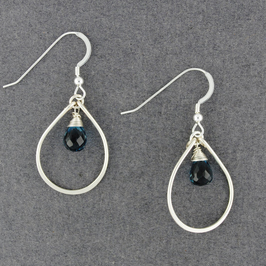 Sterling Silver London Blue Quartz Raindrop Earrings