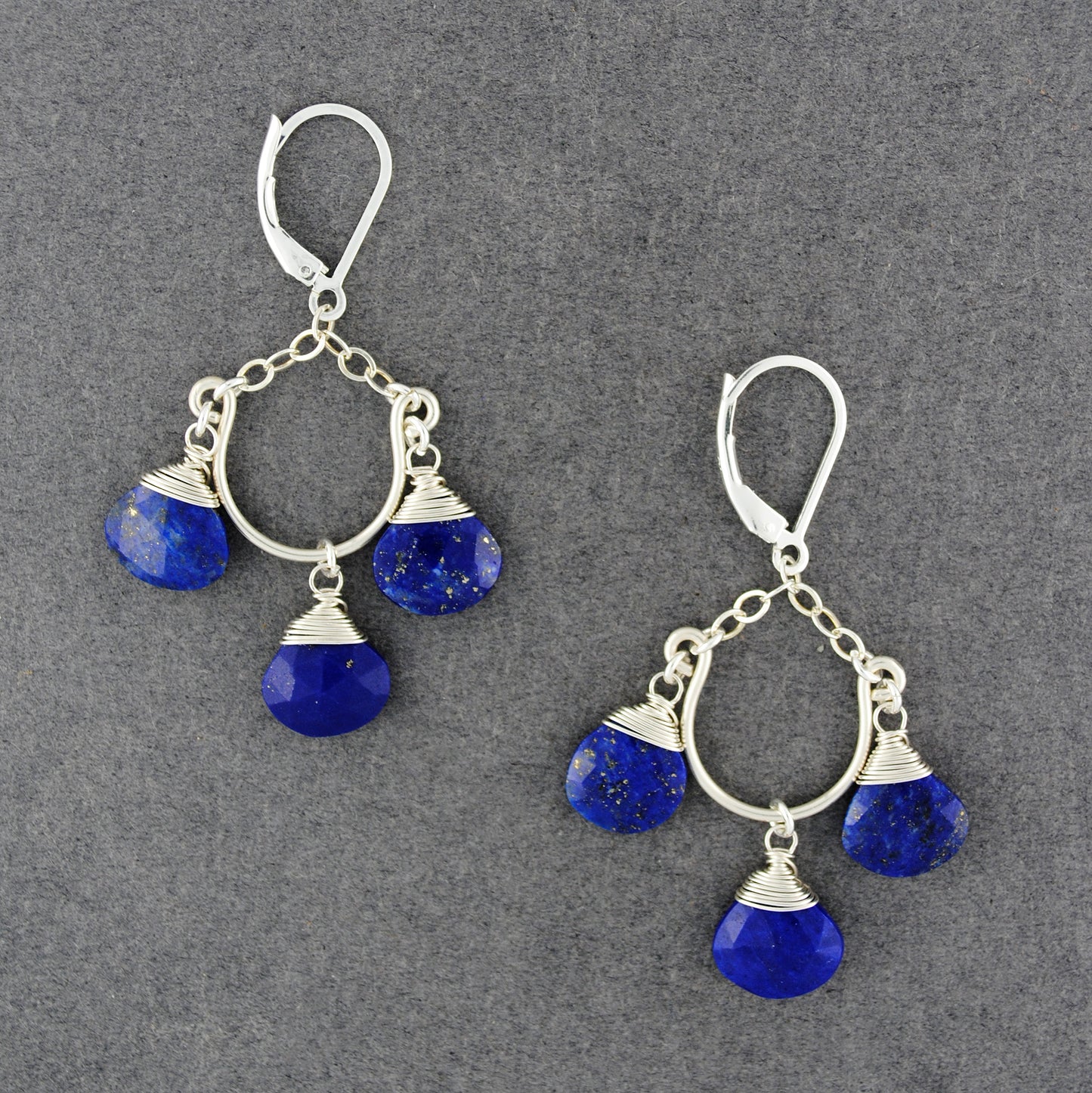 Sterling Silver Chandelier Lapis Earrings