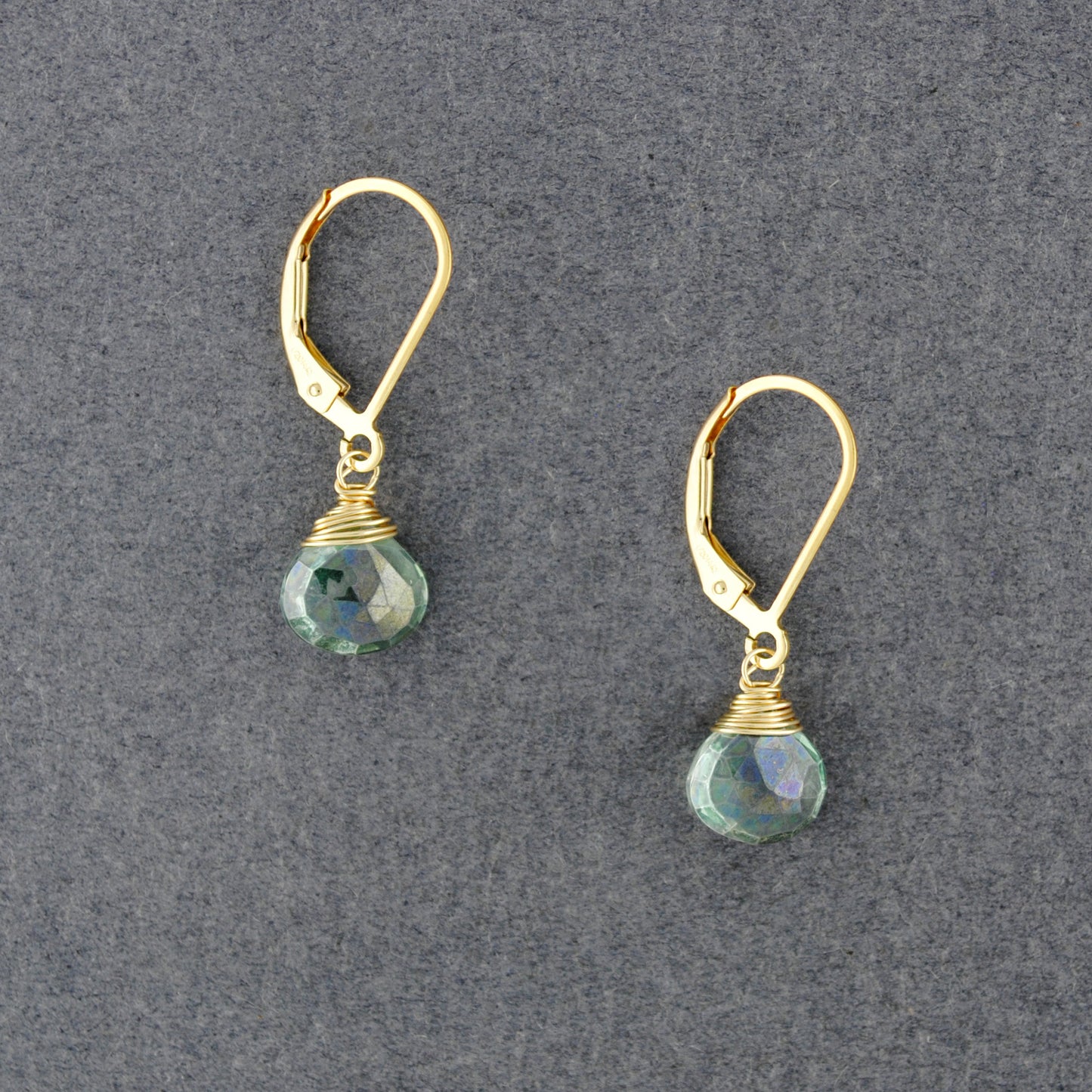 14K Gold Filled Green Mystic Quartz Drop Earrings