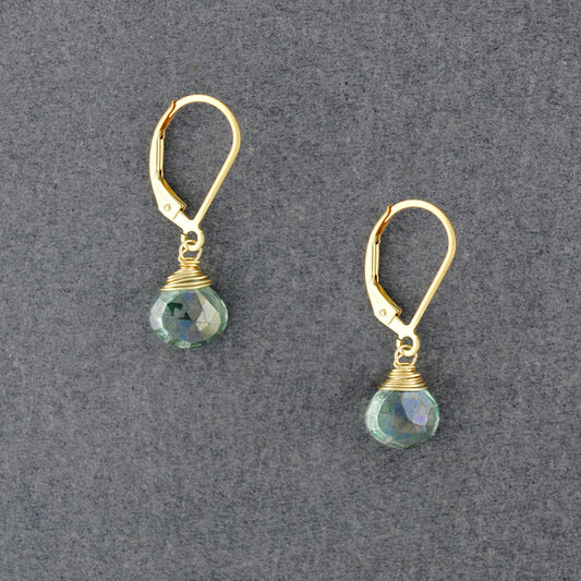 14K Gold Filled Green Mystic Quartz Drop Earrings