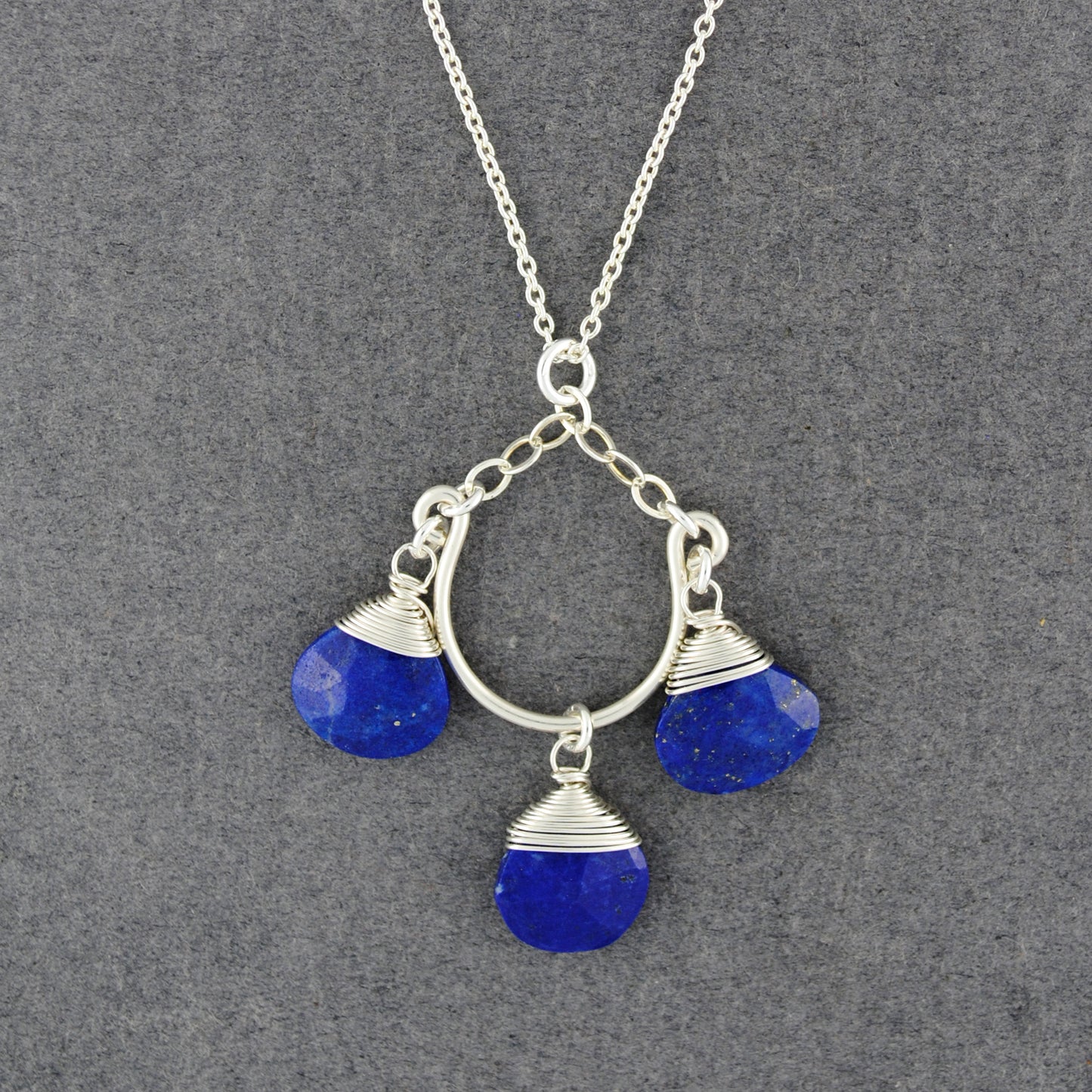 Sterling Silver Chandelier Lapis Necklace