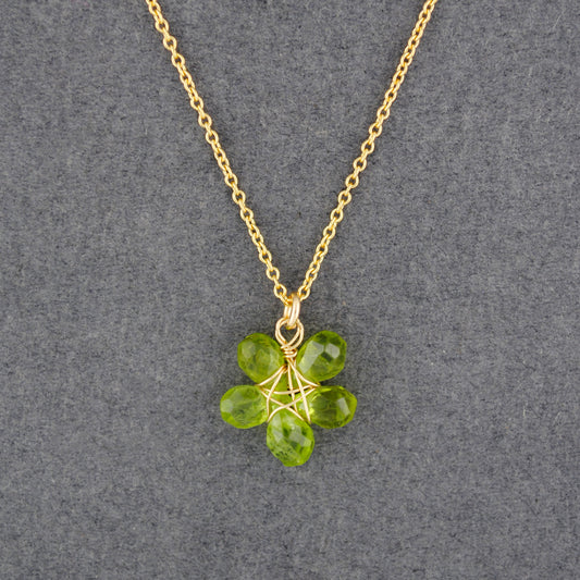 14K Gold Filled Peridot Flower Necklace
