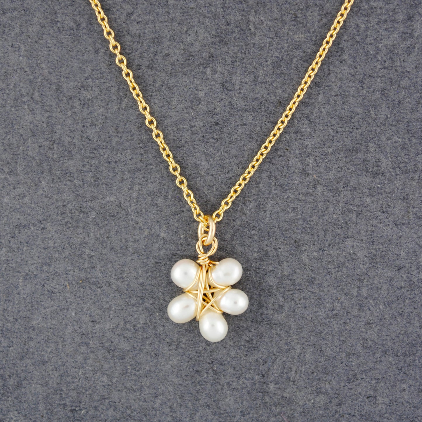 14K Gold Filled White Pearl Flower Necklace