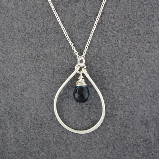 Sterling Silver London Blue Quartz Raindrop Necklace