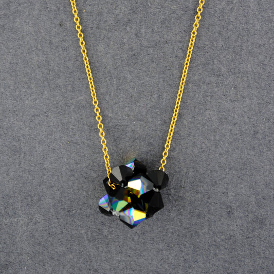 14K Gold Filled Rock Candy Jet Swarovski Necklace