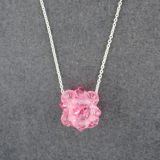 Sterling Silver Rock Candy Pink Swarovski Necklace
