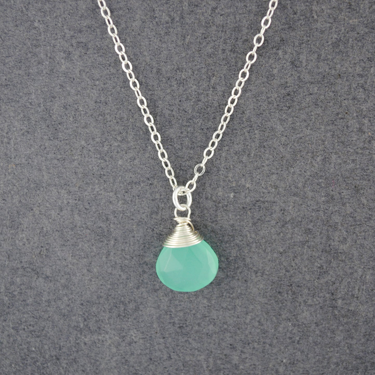Sterling Silver Seafoam Chalcedony Drop Necklace