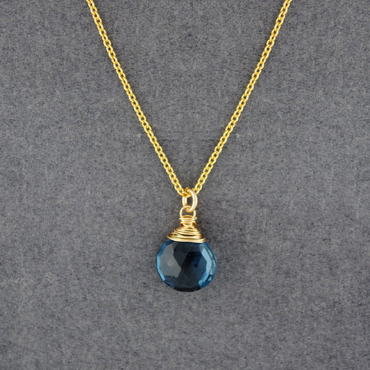 14KGF Wrapped London Blue Quartz Necklace