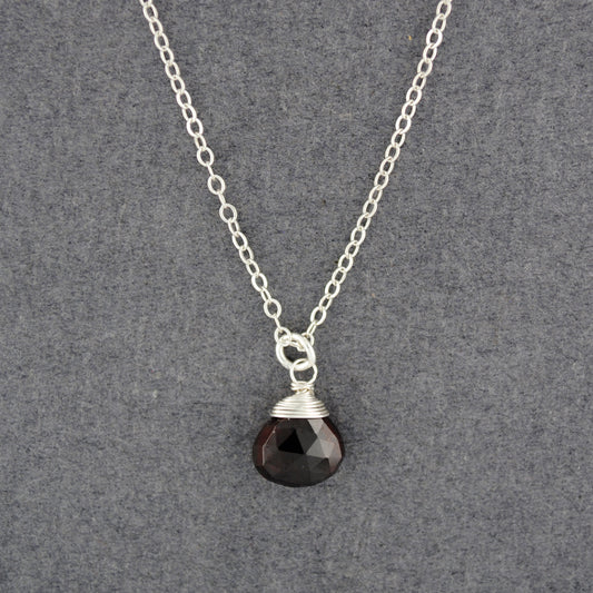 Sterling Silver Garnet Drop Necklace