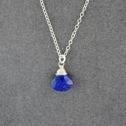 Sterling Silver Lapis Drop Necklace