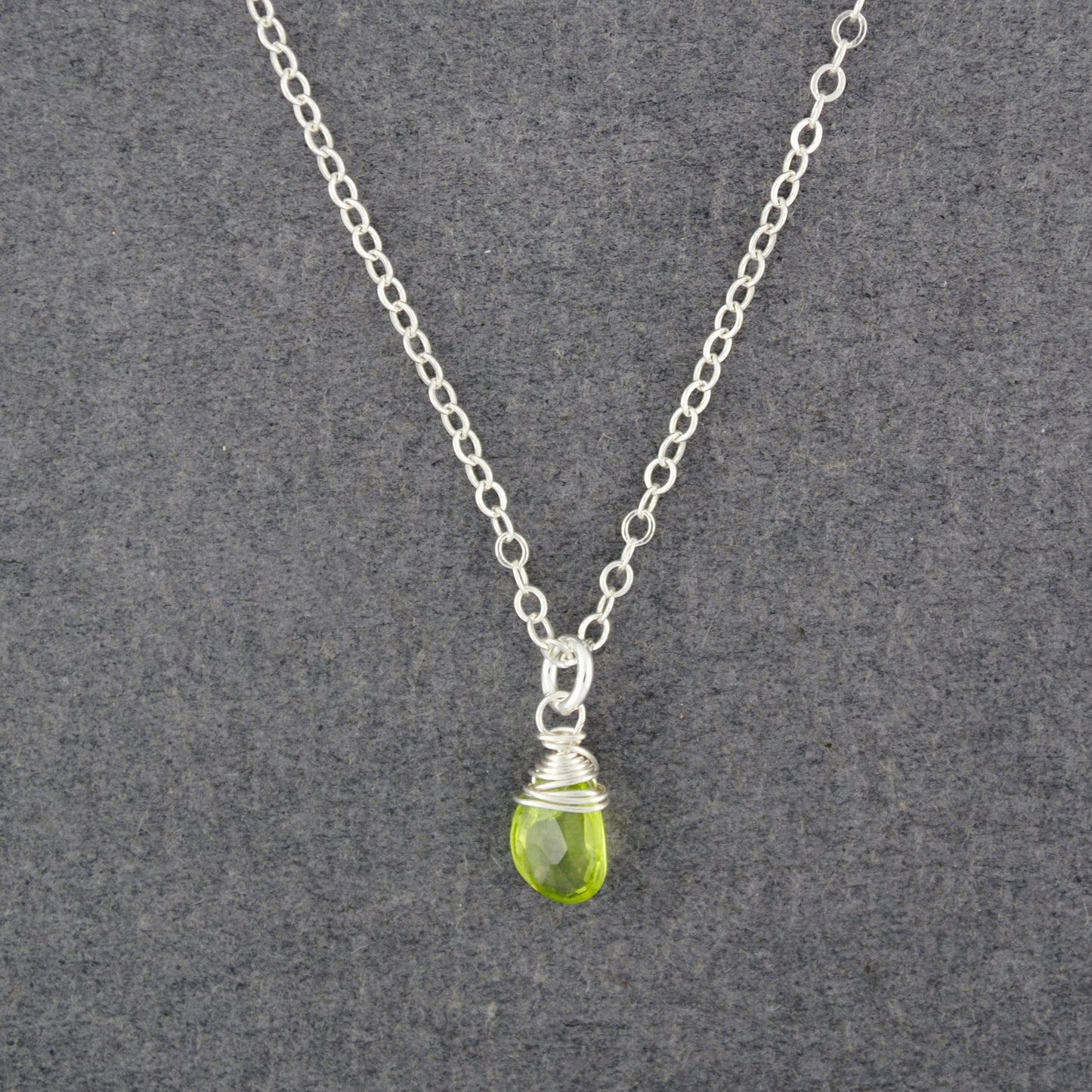 Sterling Silver Peridot Drop Necklace