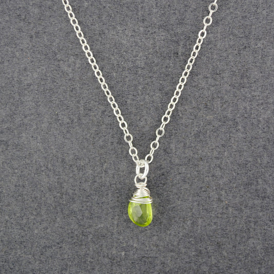 Sterling Silver Peridot Drop Necklace