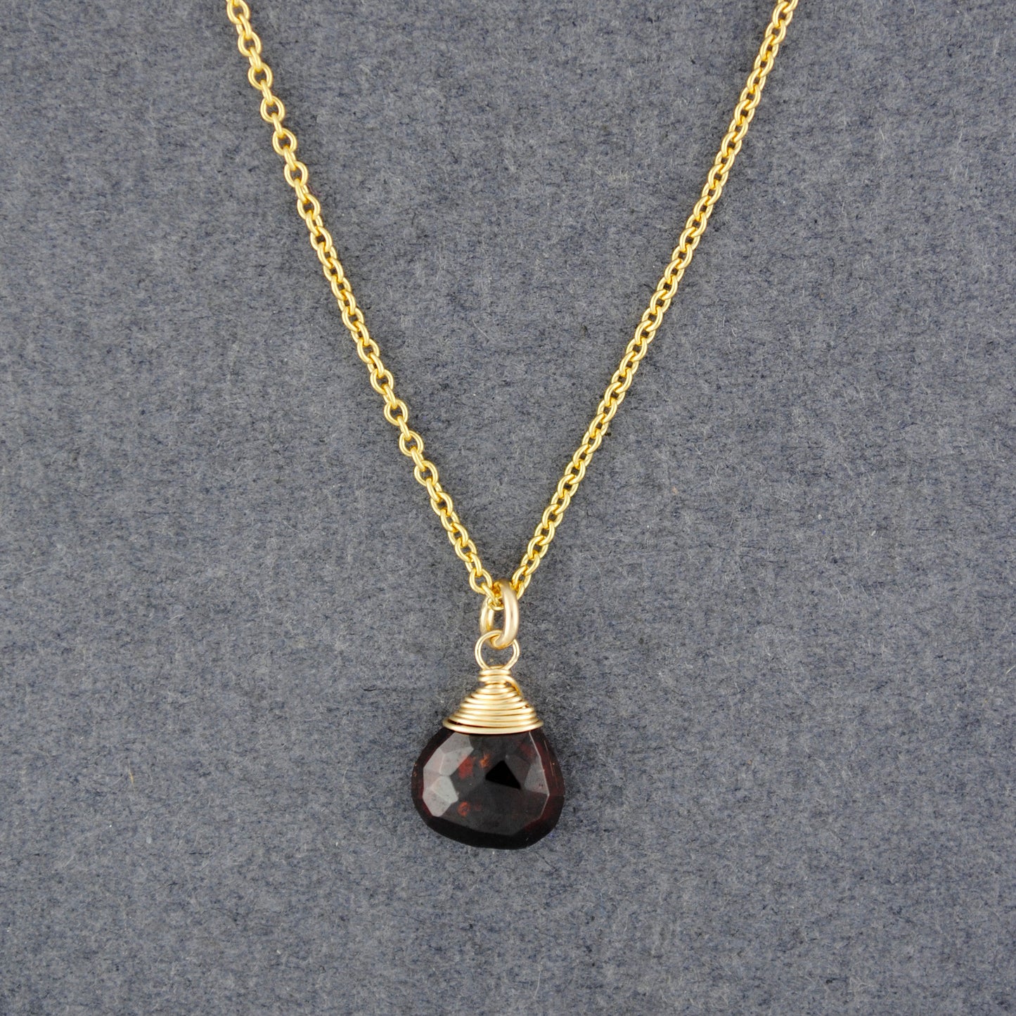 14K Gold Filled Garnet Drop Necklace