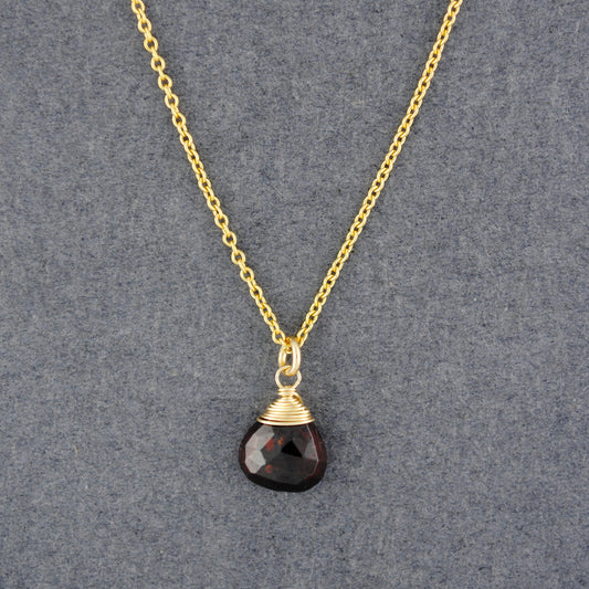 14K Gold Filled Garnet Drop Necklace