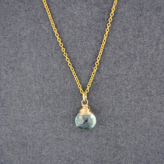 14K Gold Filled Green Mystic Quartz Drop Necklace