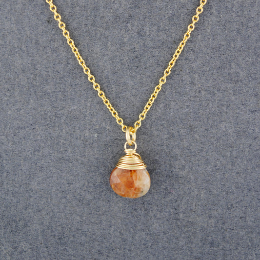 14K Gold Filled Jasper Drop Necklace
