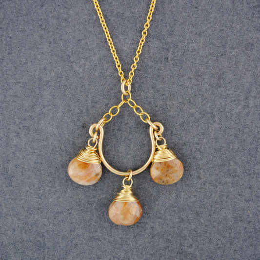 14K Gold Filled Jasper Chandelier Necklace