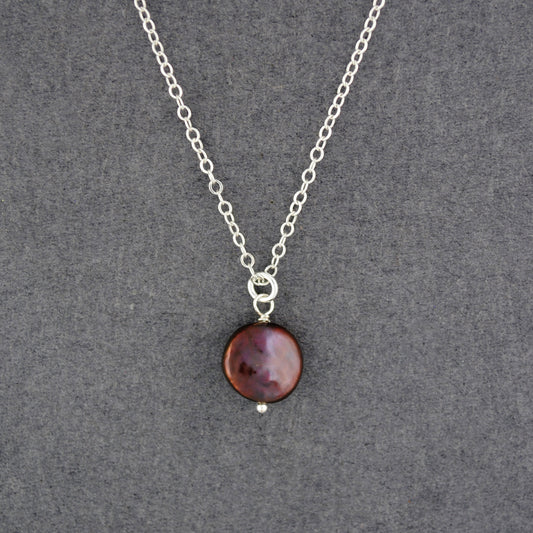 Sterling Silver Peacock Freshwater Coin Pearl Necklace