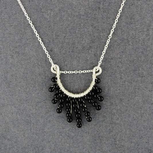 Sterling Silver Black Onyx Horseshoe Necklace
