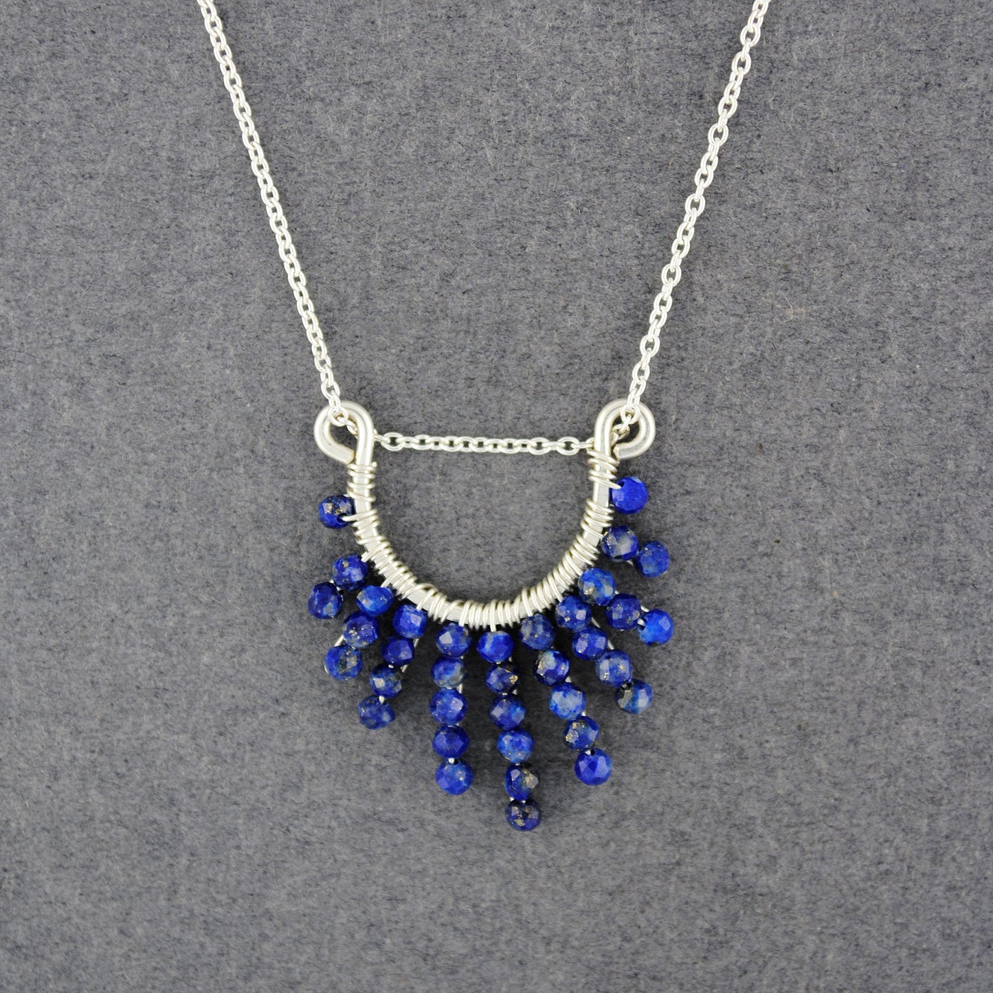 Sterling Silver Lapis Horseshoe Necklace