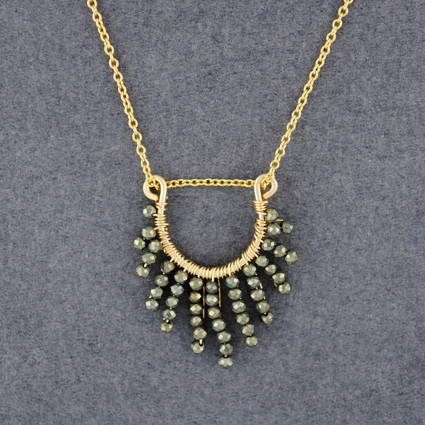 14K Gold Filled Horseshoe Pyrite Necklace