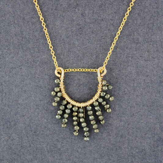14K Gold Filled Horseshoe Pyrite Necklace
