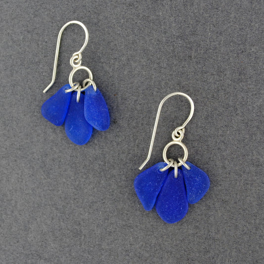 Sterling Silver Cobalt Sea Glass Bauble Earrings
