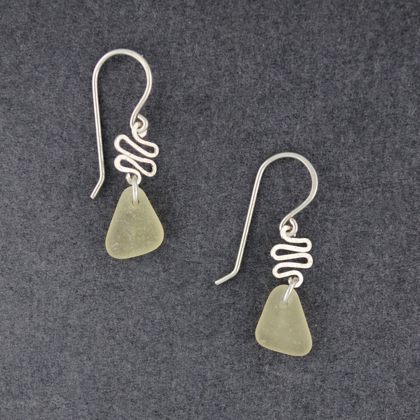 Sterling Silver Yellow Sea Glass Swirl Earrings