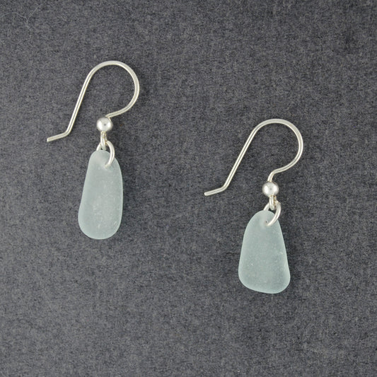 Sterling Silver Light Aqua Sea Glass Dangle Earrings
