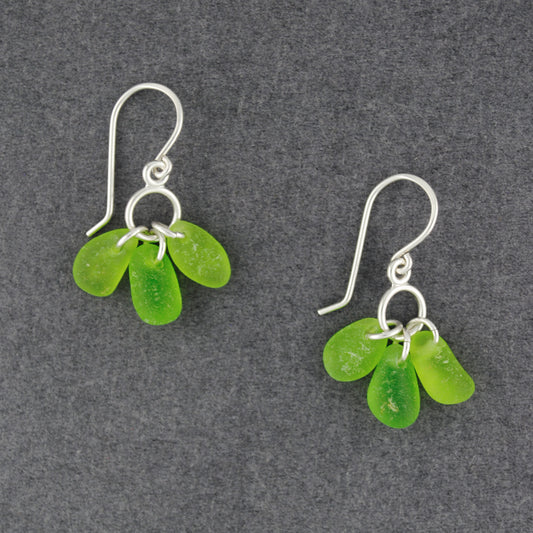 Sterling Silver Green Sea Glass Bauble Earrings