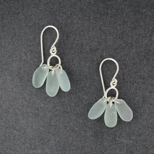 Sterling Silver Light Aqua Sea Glass Bauble Earrings