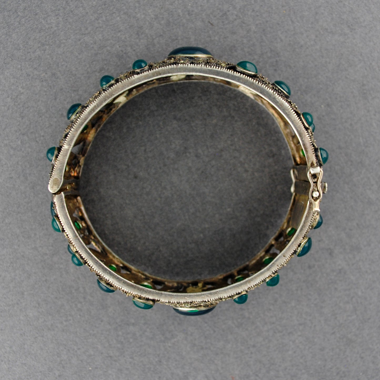 Green Onyx & Marcasite Bangle Bracelet