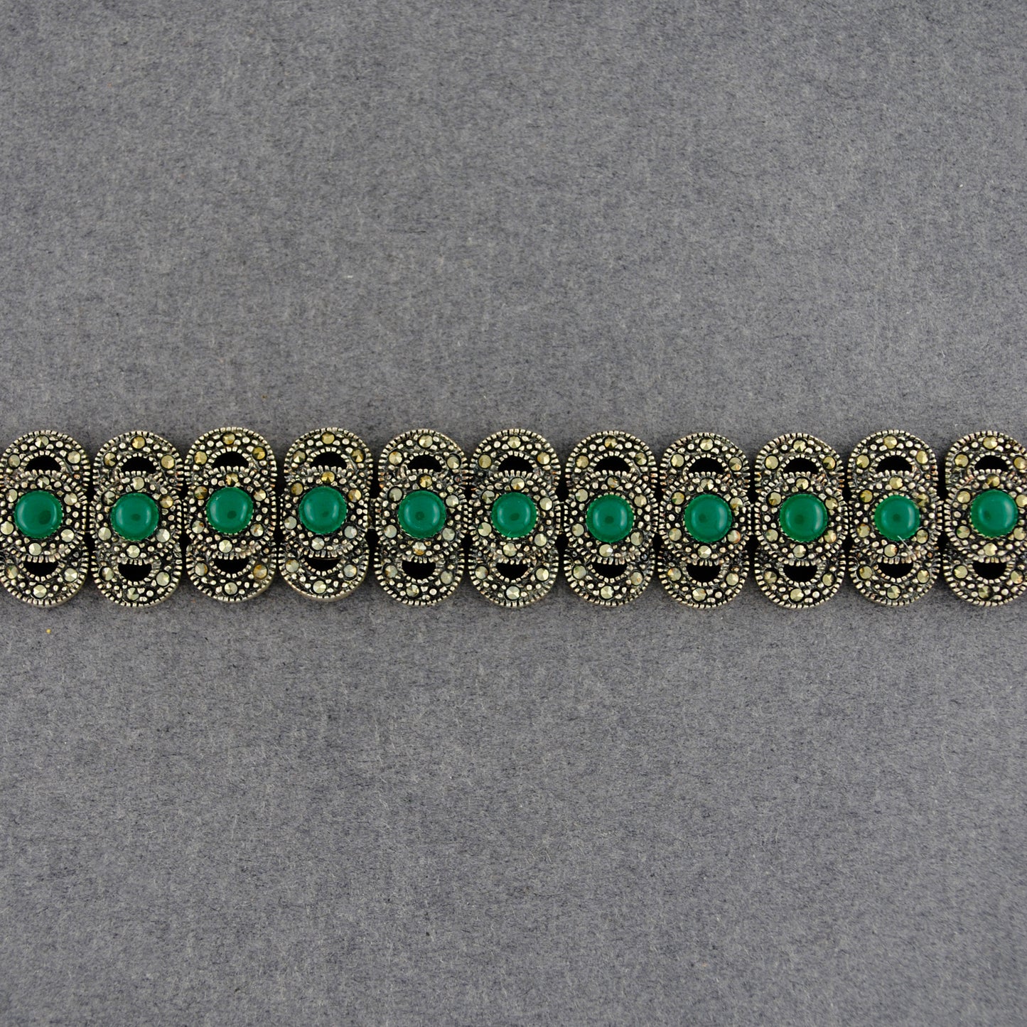 Green Onyx & Marcasite Bracelet