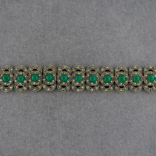 Green Onyx & Marcasite Bracelet