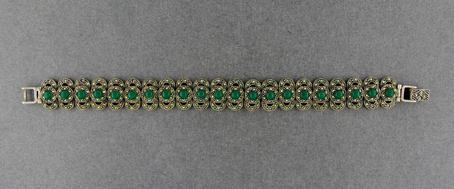 Green Onyx & Marcasite Bracelet