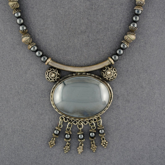 Vintage Sterling Silver & Marcasite Necklace
