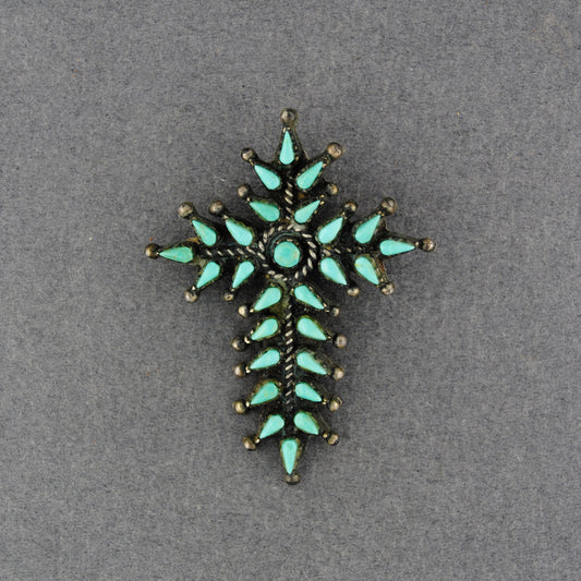 Vintage Turquoise Cross Pin / Pendant