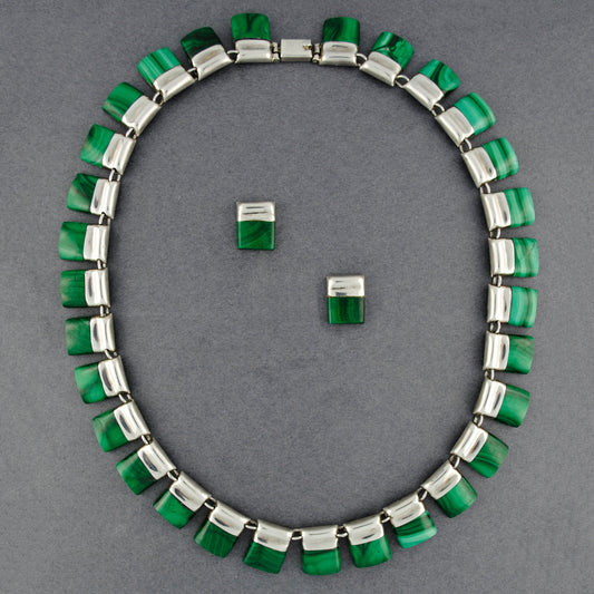 Malachite Enrique Ledesma Neclace & Earrings Set