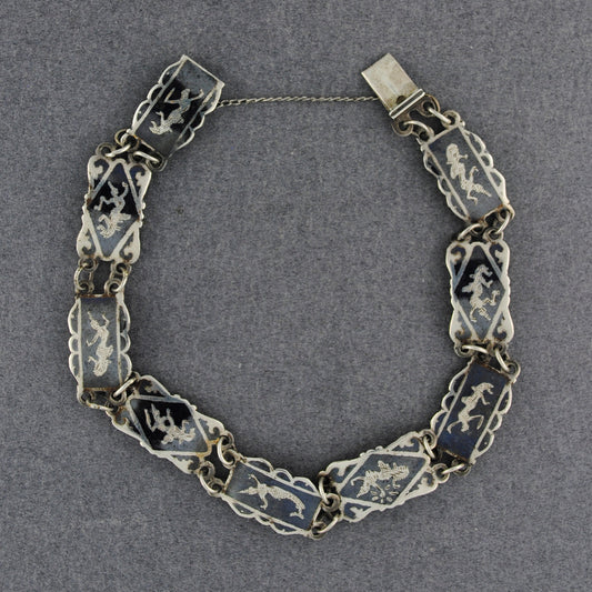 Sterling Silver "Goddess"  Bracelet with Niello Finish