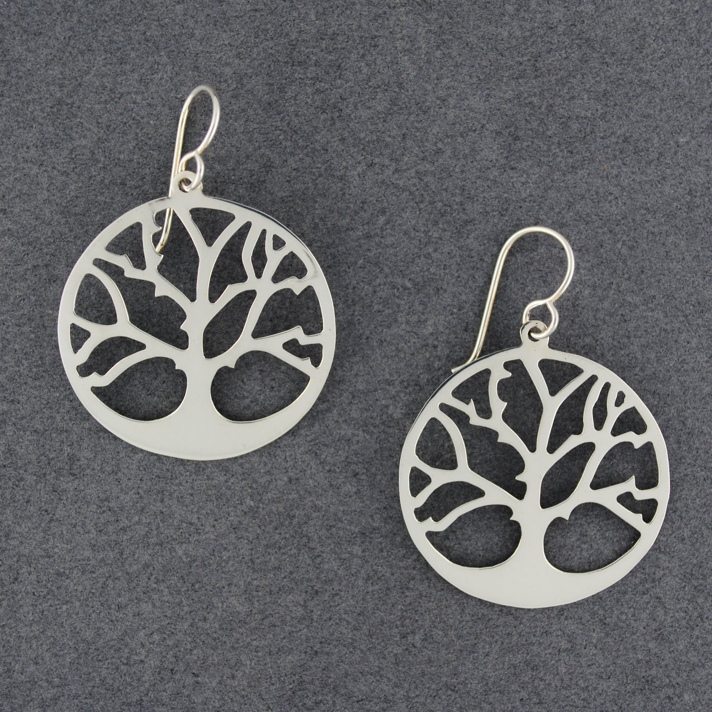 Sterling Silver Large Tree in Circle Earrings