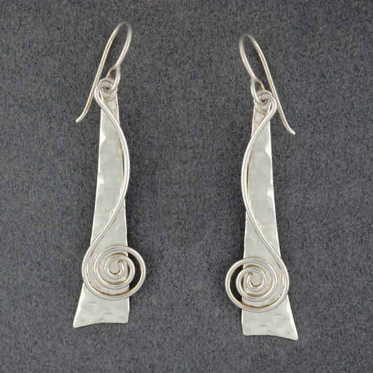 Sterling Silver Triangle and Swirl Earrings