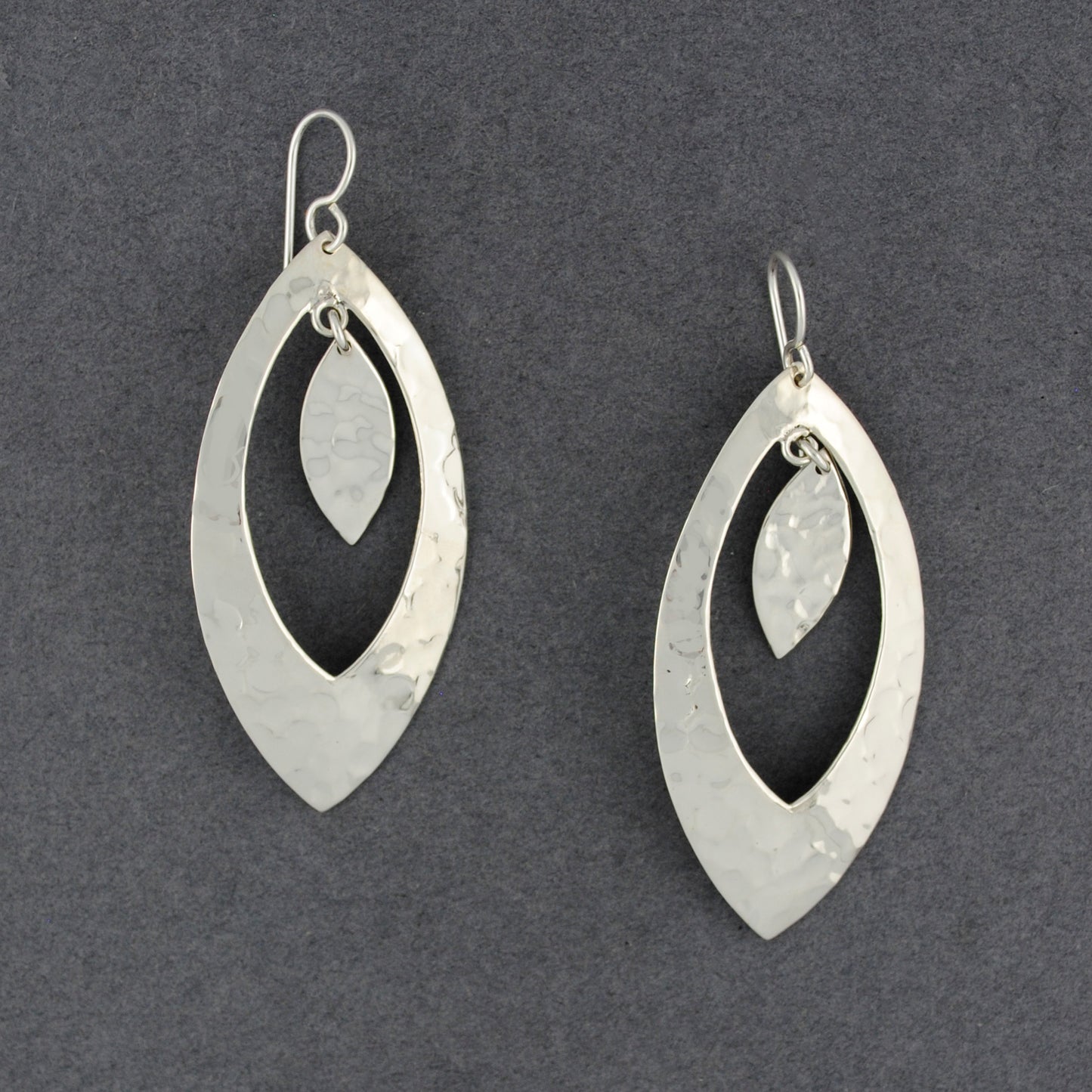 Sterling Silver Hammered Dangle in Drop Earrings