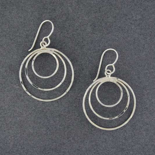 Sterling Silver Thin Hammered Circles Earrings